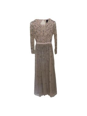 Needle & Thread Blush Sequin Embellished Long Sleeve Maxi Dress